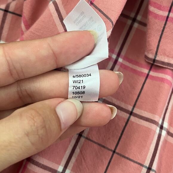 Loft Plaid Ruffle Shirt Long Sleeve Button Preppy Academia Womens Size Medium - Picture 11 of 14